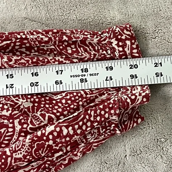 Free People We The Free Cool Meadow Red Boho Printed Blouse Cotton Size Small - Picture 13 of 15